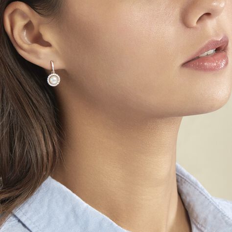 Boucles D'oreilles Pendantes Olivia Argent Rose Perle Culture Oxyde - Boucles d'oreilles fantaisie Femme | Histoire d’Or