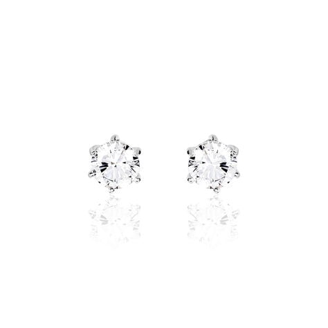 Boucles D'oreilles Puces Kylianna Argent Blanc Oxyde De Zirconium - Boucles d'oreilles fantaisie Femme | Histoire d’Or