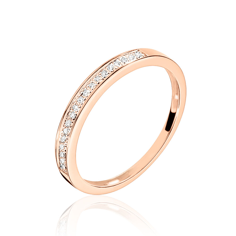 Alliances Or Diamant Ronde Pavage Rose 375 1000 B3DFRDW1MVH