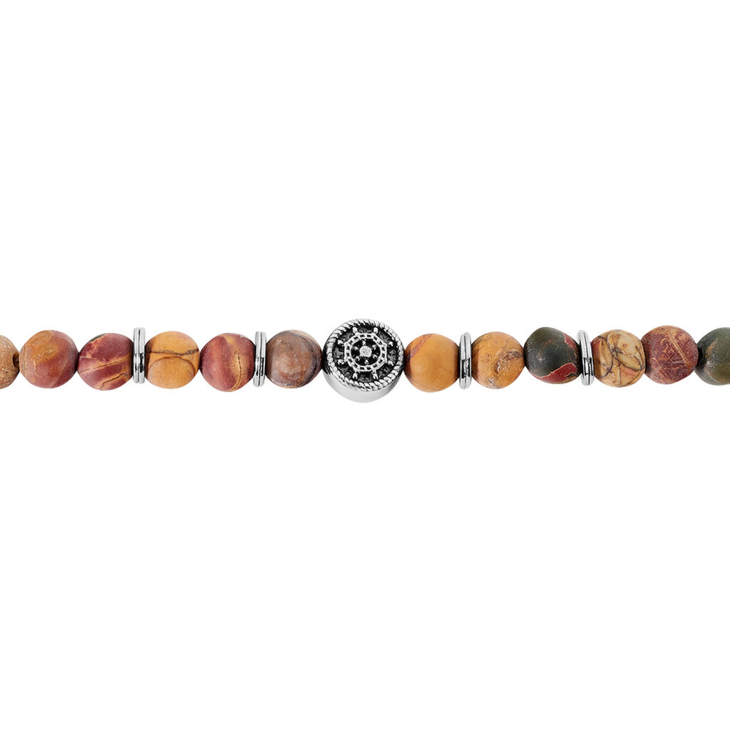 Bracelet Acier Huguesi Boules Oeil De Tigre - Bracelets Homme | Histoire d’Or