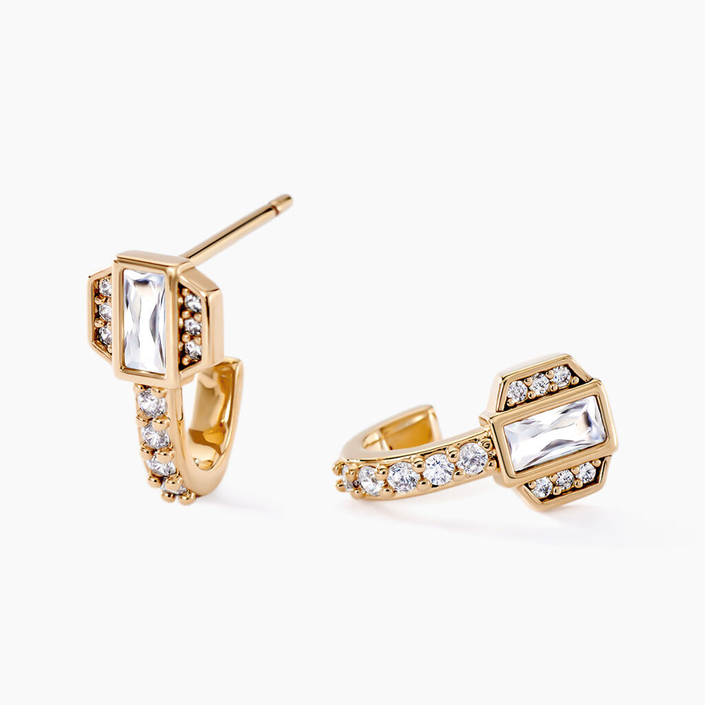 Boucles D&rsquo;oreilles Pendantes Gold Chandelier Plaqué Or Oxyde Zirconium