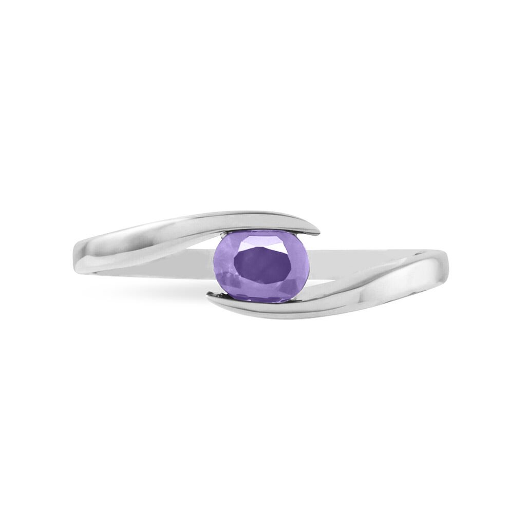 Bague Camilia Or Blanc Amethyste - Bagues solitaires Femme | Histoire d&rsquo;Or