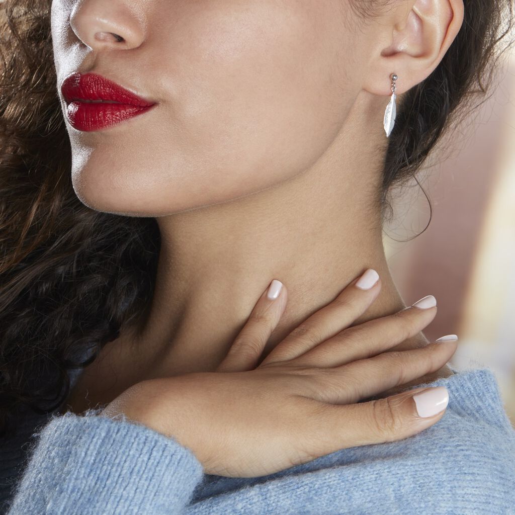 Boucles D'oreilles Pendantes Euriell Argent Blanc - Boucles d'oreilles fantaisie Femme | Histoire d’Or