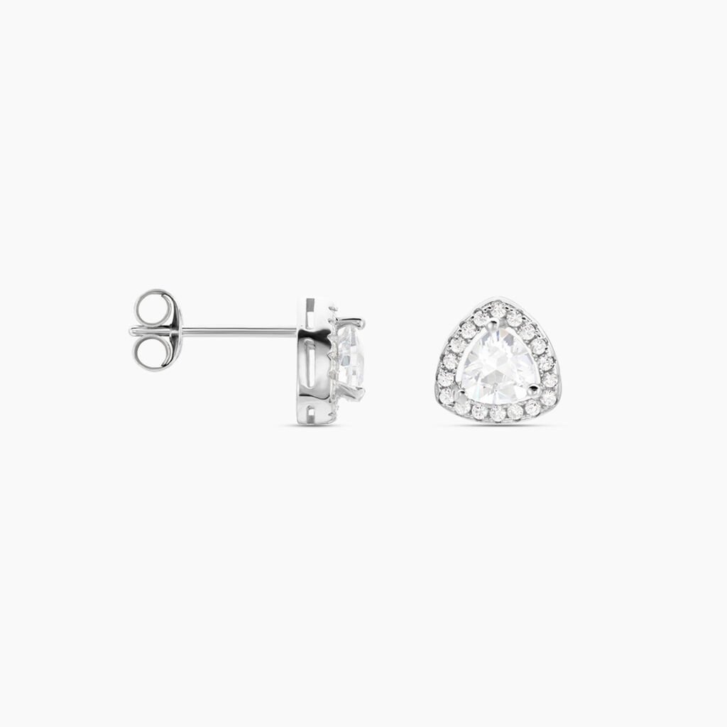Boucles D'oreilles Puces Gorka Argent Blanc Oxyde De Zirconium - Boucles d'oreilles fantaisie Femme | Histoire d&rsquo;Or