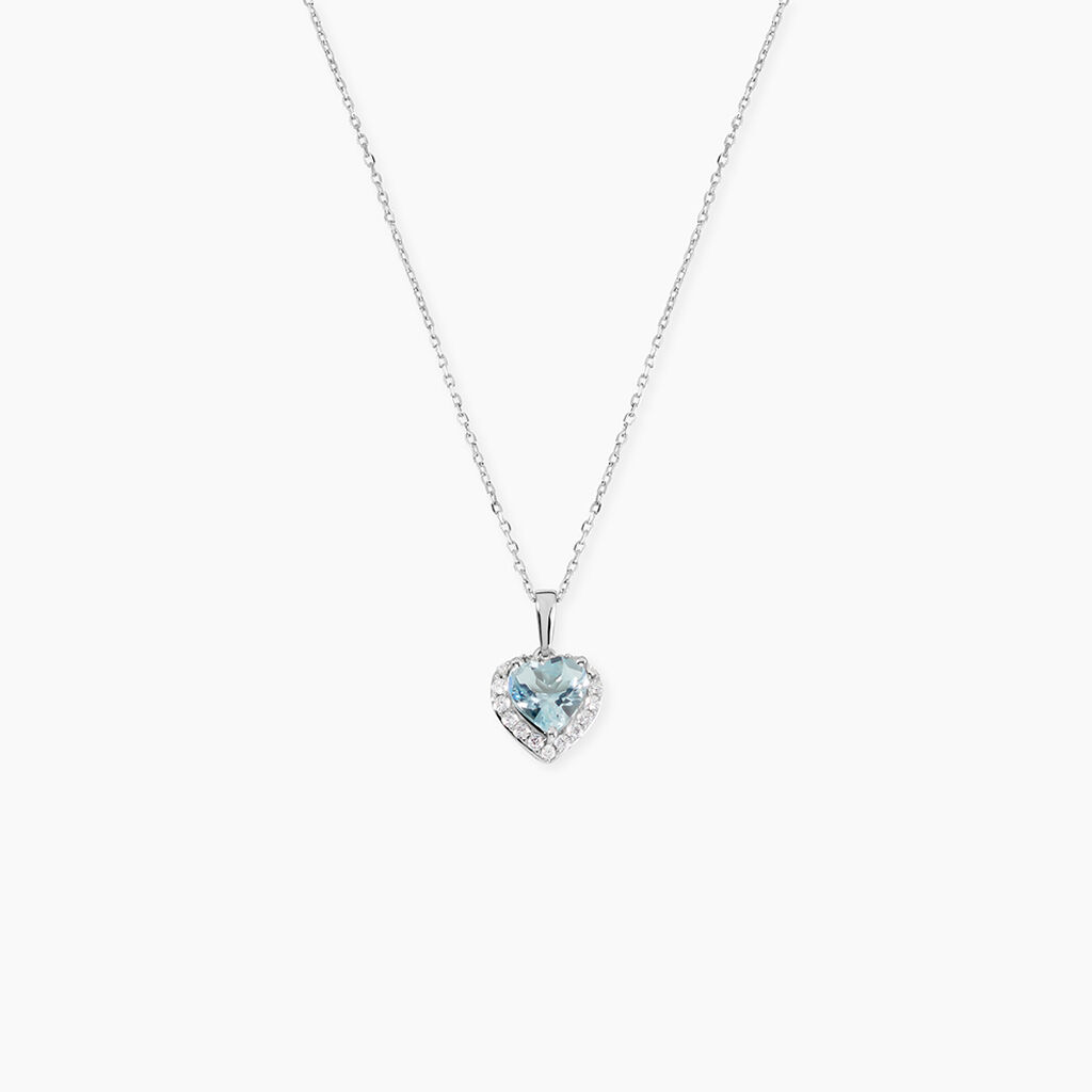 Collier Meliora Or Blanc Topaze Bleu Sky Oxyde De Zirconium - F&ecirc;te des m&egrave;res Femme | Histoire d&rsquo;Or