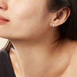 Boucles D'oreilles Puces Argent Blanc Laureano Oxydes De Zirconium - Boucles d'oreilles fantaisie Femme | Histoire d’Or