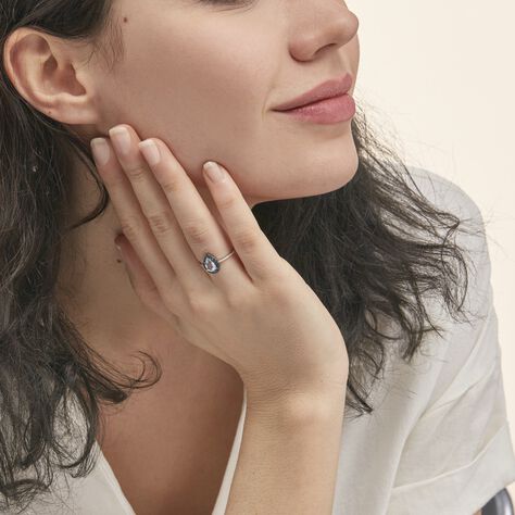 Bague Kenza Or Blanc Topaze Et Saphir Et Diamant - Bagues solitaires Femme | Histoire d’Or