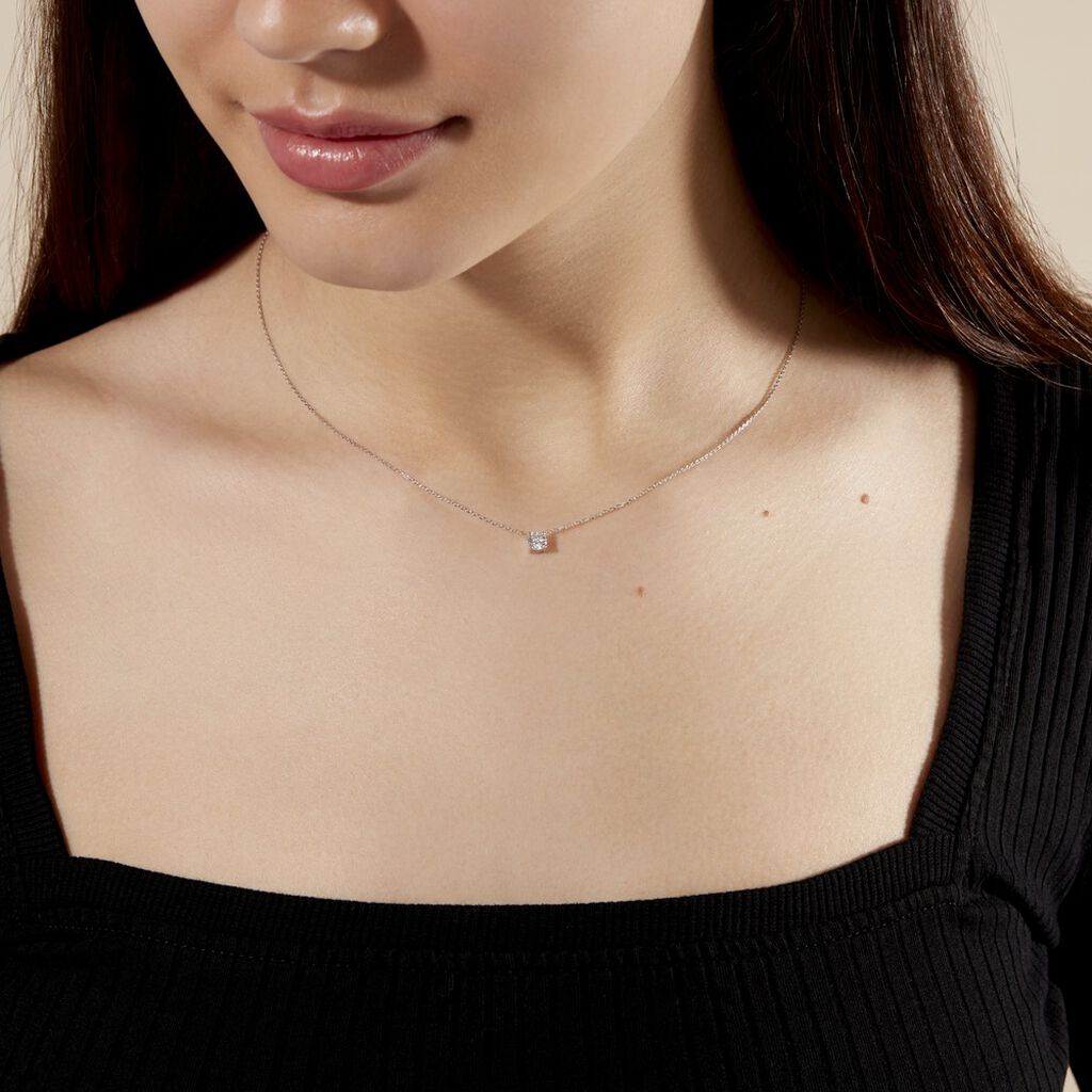 Collier Collection Aphrodite Or Blanc Diamant Synthetique - Colliers Femme | Histoire d’Or