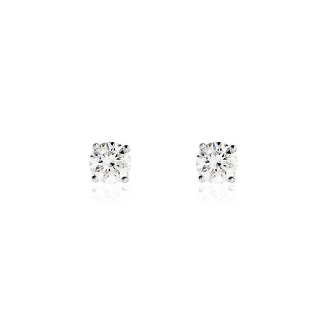 Boucles D'oreilles Puces Victoria Platine Blanc Diamant - Clous d'oreilles Famille | Histoire d’Or