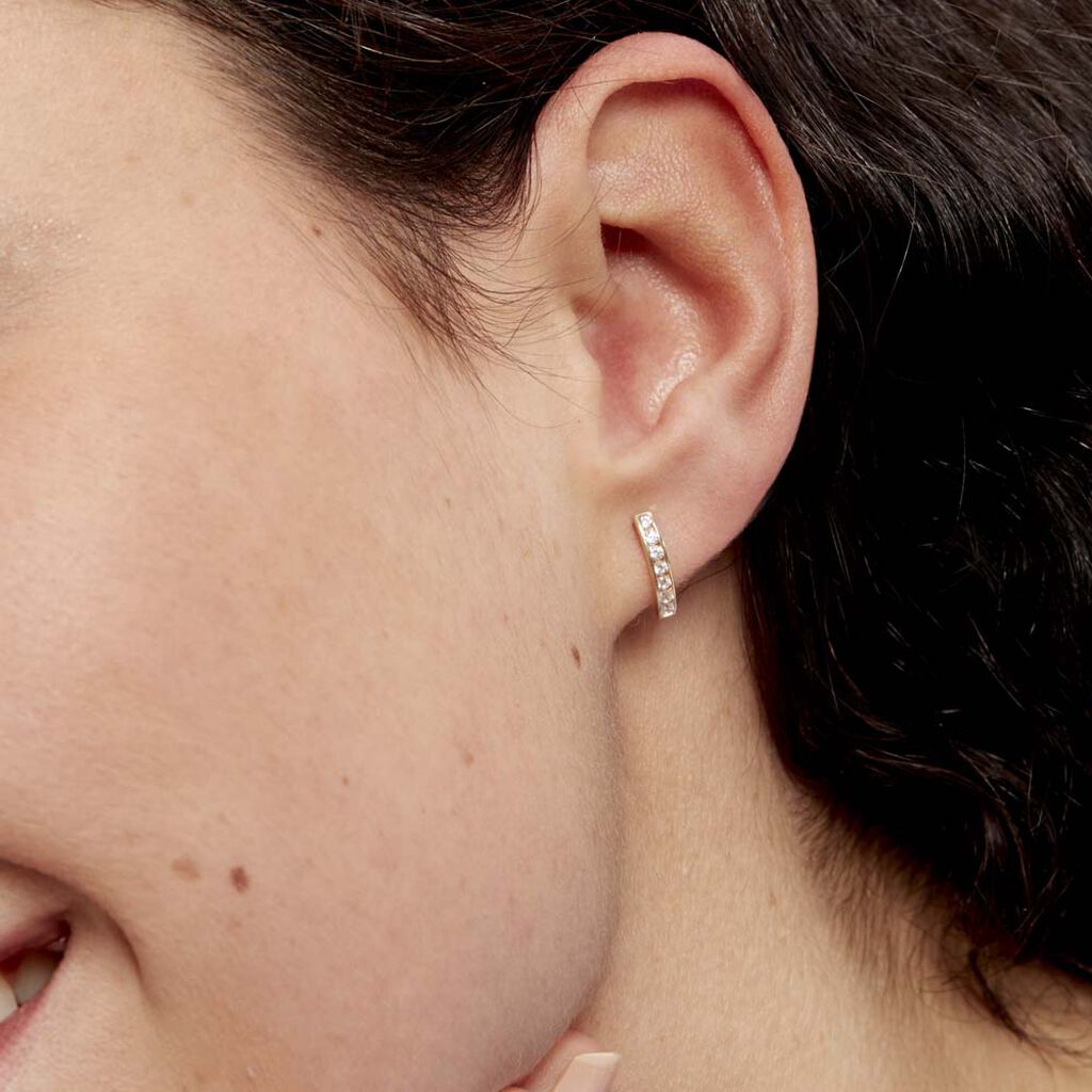 Boucles D'oreilles Jacoba Rondes Or Jaune Oxyde De Zirconium - Boucles d'oreilles créoles Femme | Histoire d’Or