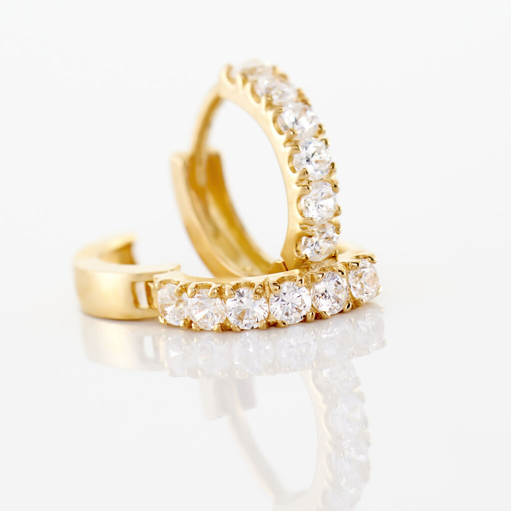 Créoles Andgelina Rondes Or Jaune Oxyde De Zirconium - Boucles d'oreilles créoles Femme | Histoire d’Or