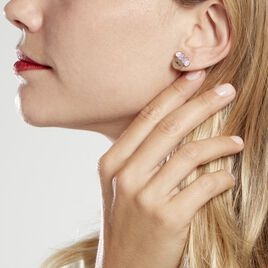 Boucles D'oreilles Puces Disney Acier Doré Rose Cristaux - Boucles d'oreilles fantaisie Femme | Histoire d’Or