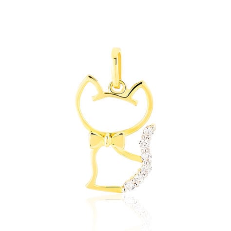 Pendentif Egee Chat Or Jaune Oxyde De Zirconium - Pendentifs Enfant | Histoire d&rsquo;Or