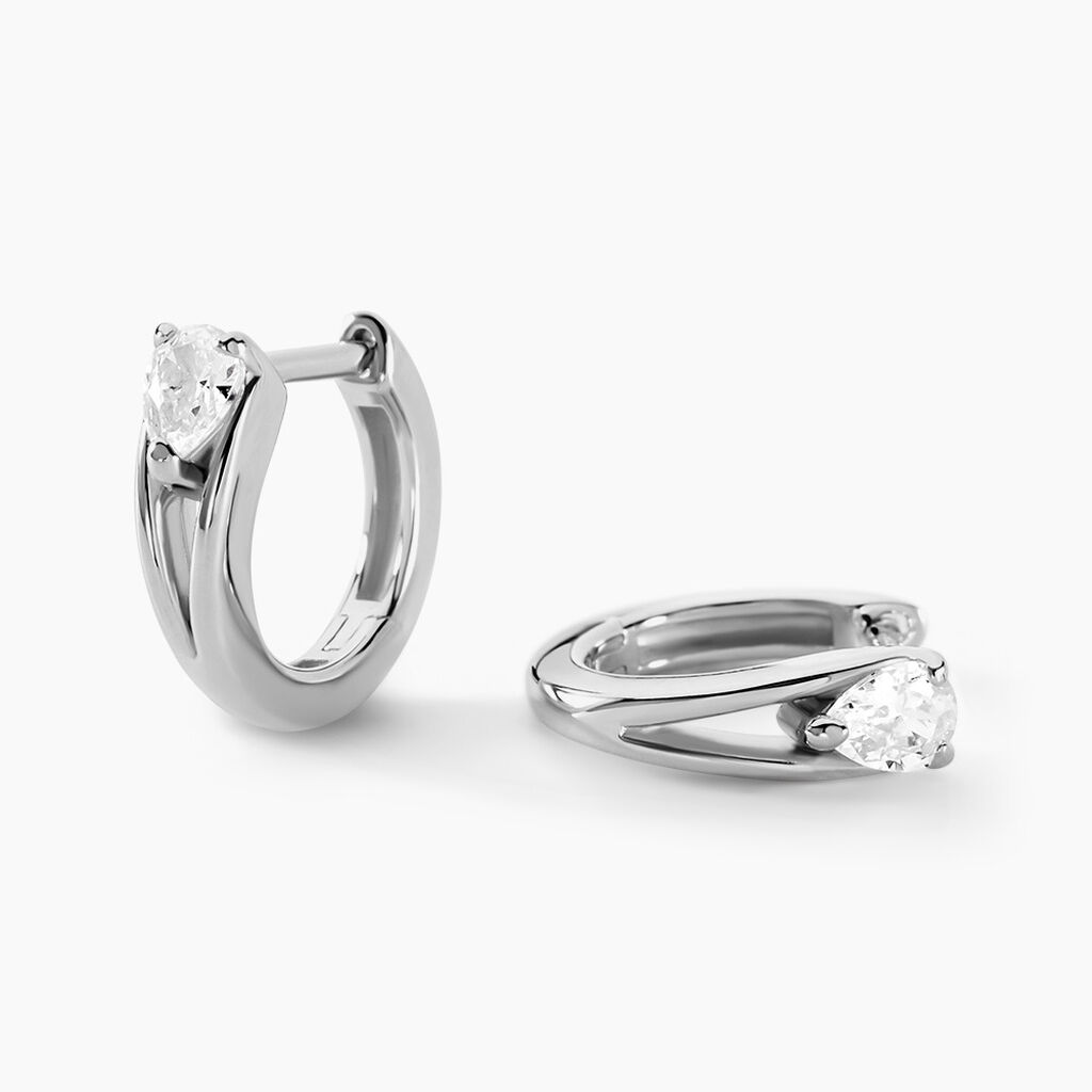 Créoles Armeline Argent Blanc Oxyde De Zirconium
