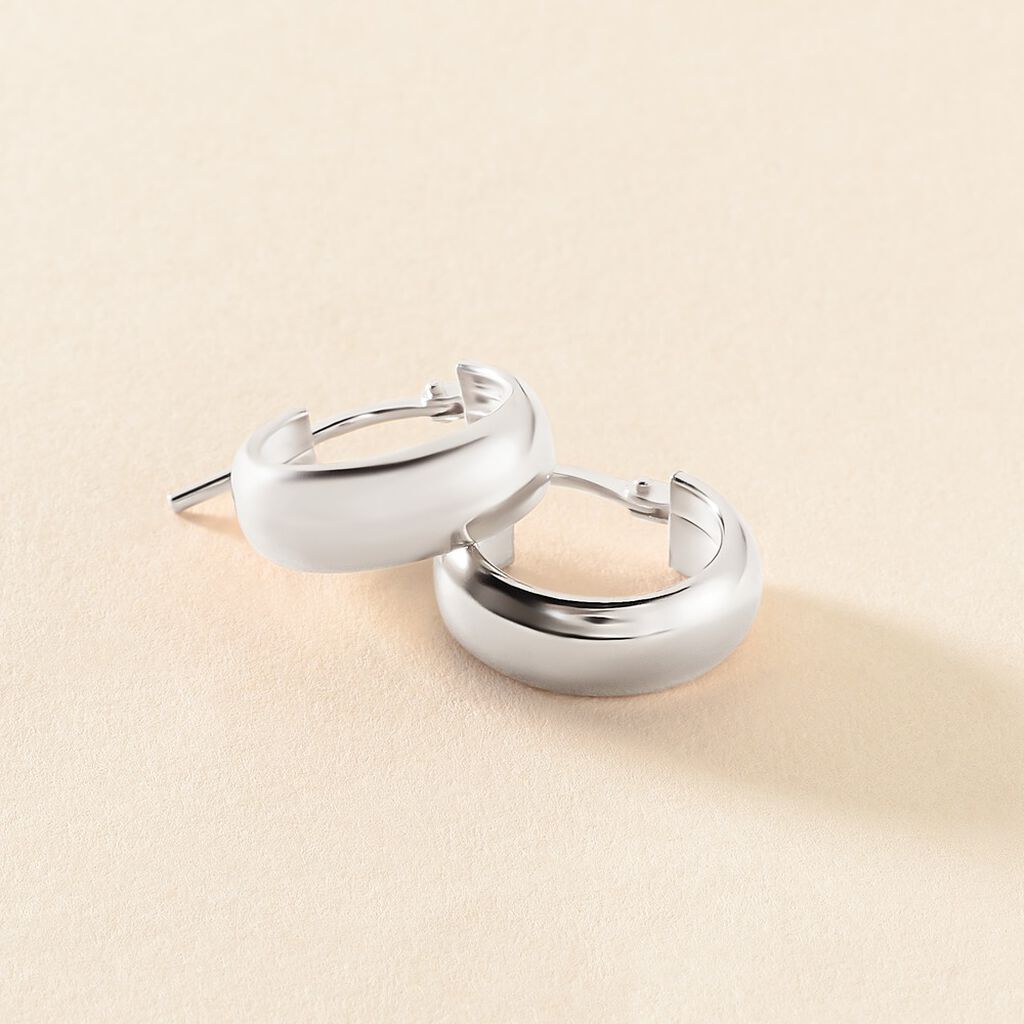 Créoles Lisa Argent Blanc - Boucles d'oreilles créoles Femme | Histoire d’Or