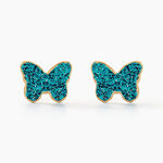 Boucles D'oreilles Puces Solena Papillon Or Jaune - Clous d'oreilles Enfant | Histoire d&rsquo;Or