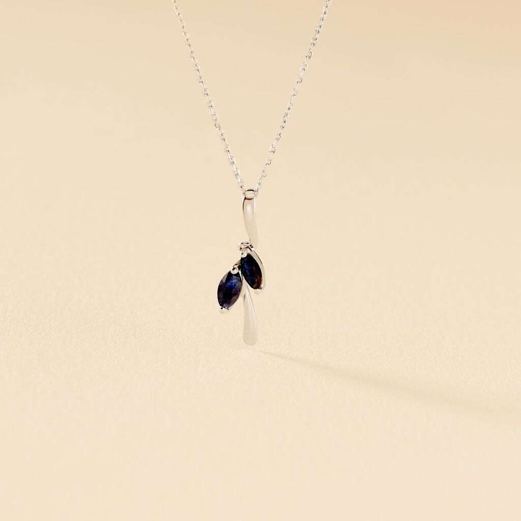 Collier Navette Or Blanc Saphir - Colliers Femme | Histoire d’Or