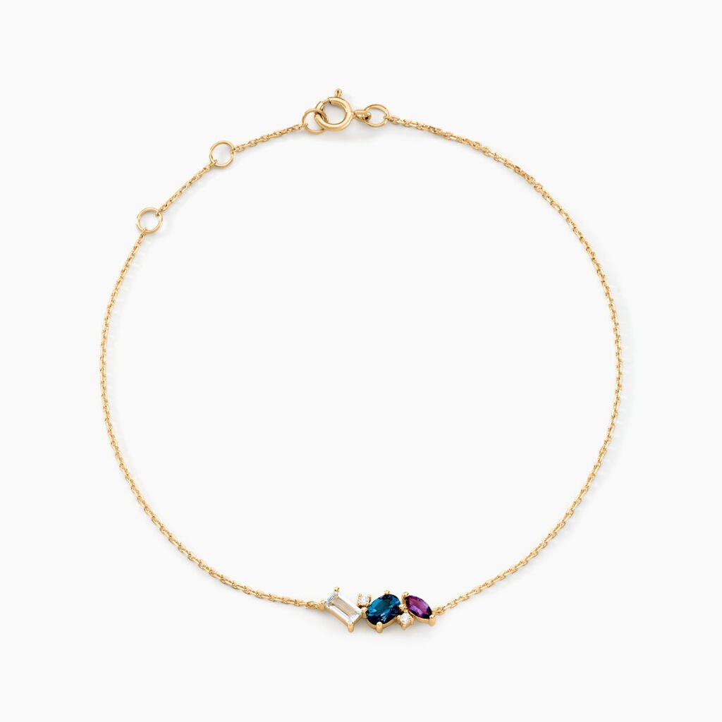 Bracelet Printemps Pr&eacute;cieux Or Jaune Topaze Am&eacute;thyste - Bracelets Femme | Histoire d&rsquo;Or