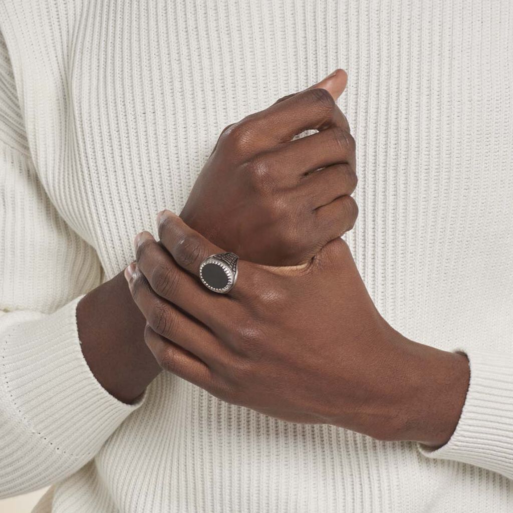 Bague Thimeo Argent Blanc Onyx - Bagues solitaires Homme | Histoire d’Or