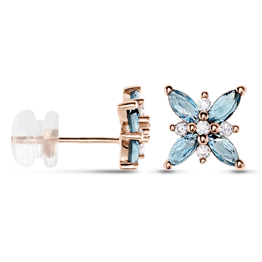 Boucles D'oreilles Puces Anabele Or Rose Topaze Oxyde - Clous d'oreilles Femme | Histoire d’Or