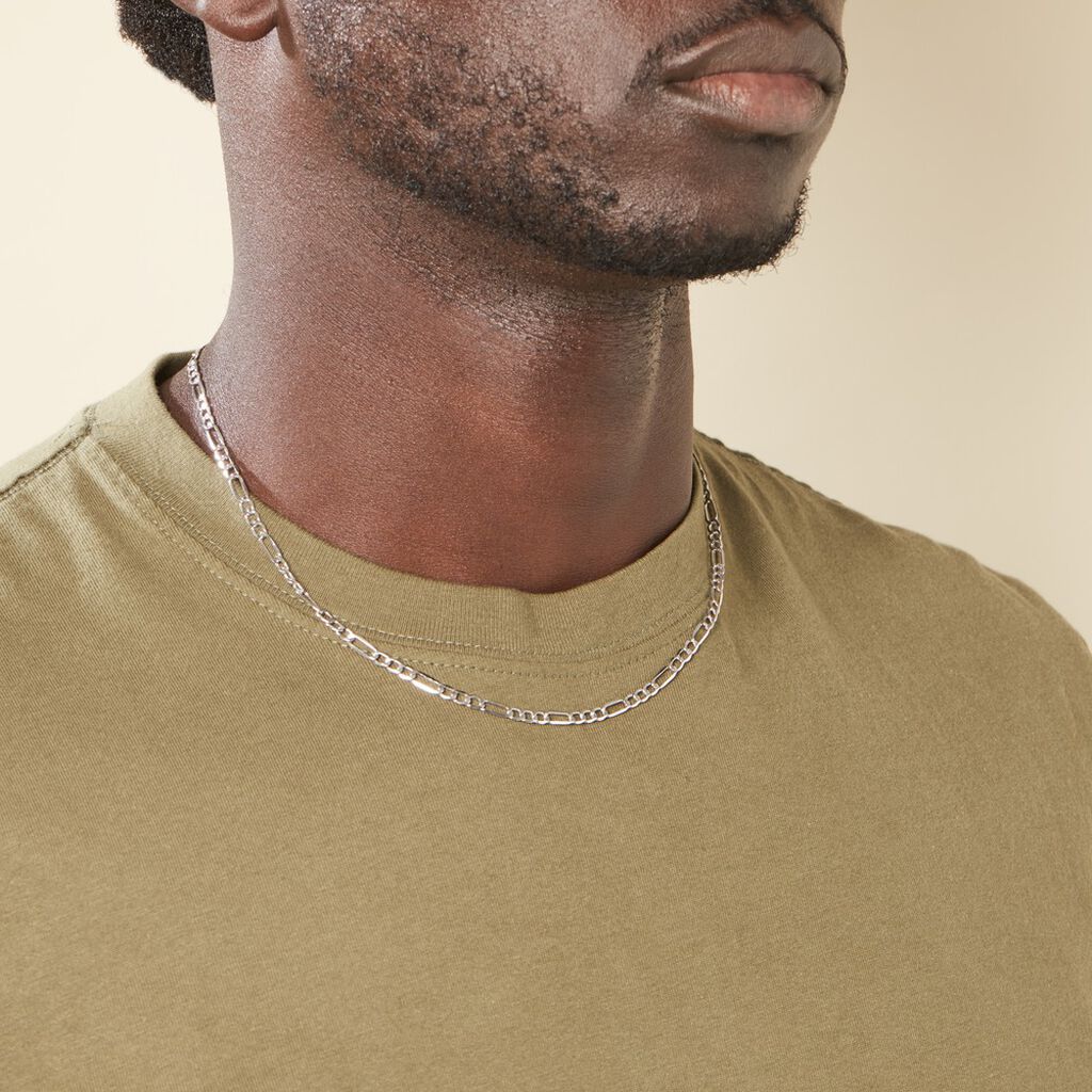Collier Or Blanc Maille Alternée 1/3 - Chaines Homme | Histoire d’Or