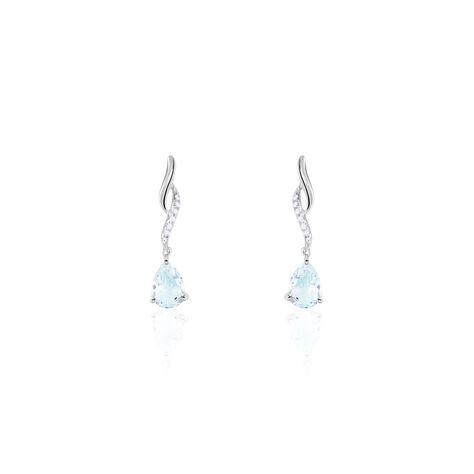 Boucles D'oreilles Pendantes Assaf Or Blanc Topaze Et Oxyde - Boucles d'oreilles pendantes Femme | Histoire d’Or