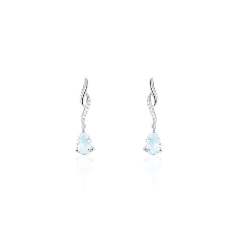 Boucles D'oreilles Pendantes Assaf Or Blanc Topaze Et Oxyde - Boucles d'oreilles pendantes Femme | Histoire d’Or