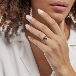 Bague Orchidee Or Blanc Saphir Diamant - Bagues avec pierre Femme | Histoire d’Or