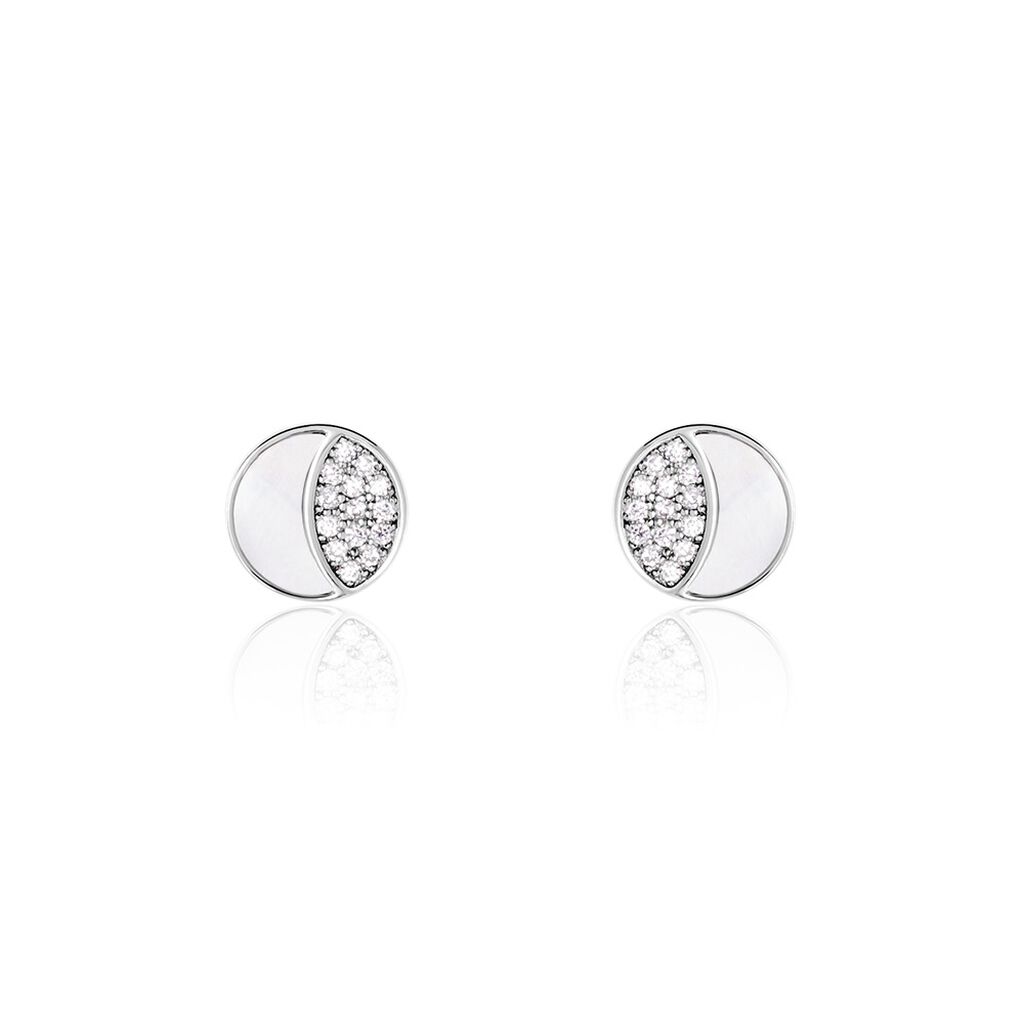 Boucles D'oreilles Puces Argent Blanc Haile Oxydes De Zirconium - Boucles d'oreilles fantaisie Femme | Histoire d’Or