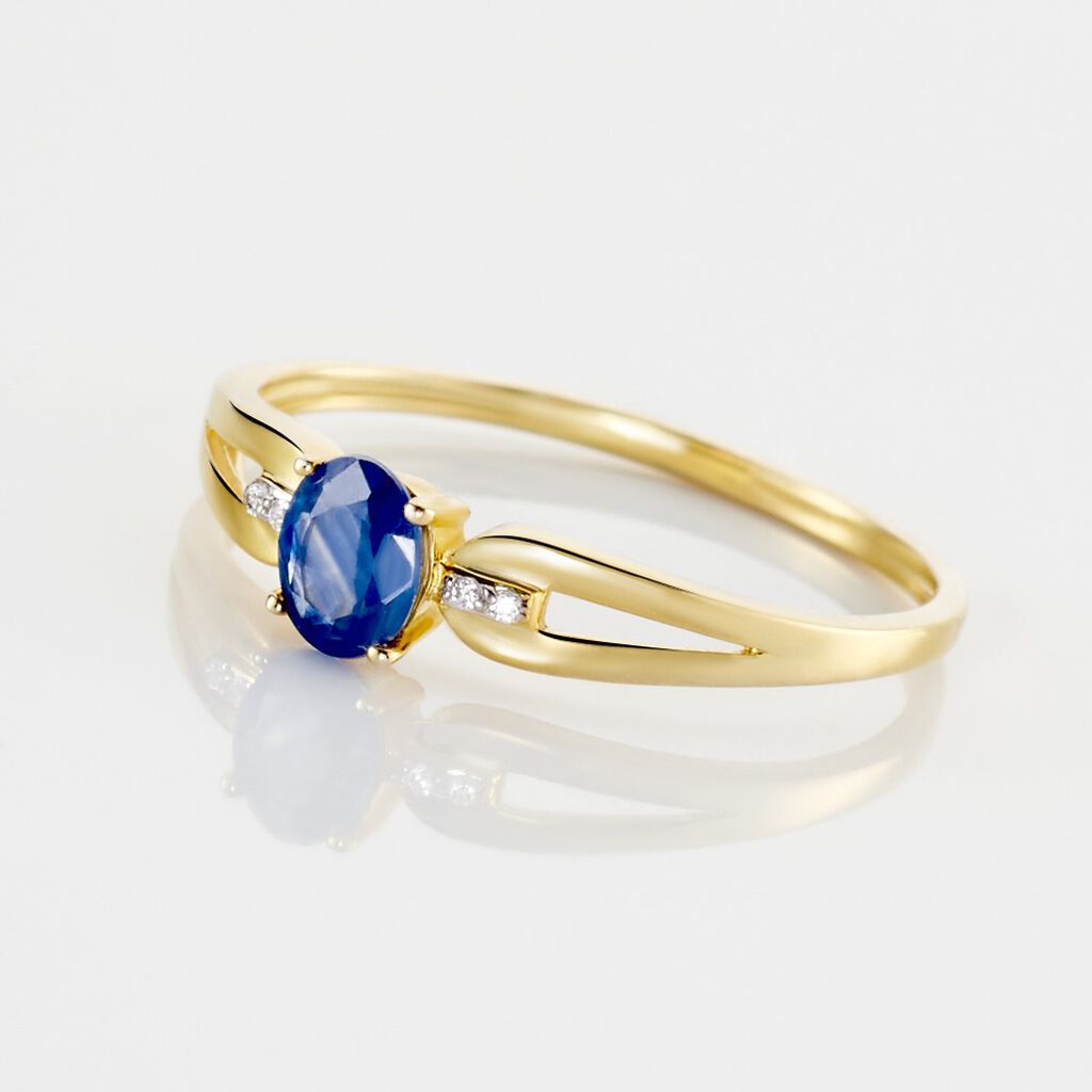 Bague Or Jaune Ebrard Saphir Diamants - Bagues solitaires Femme | Histoire d’Or