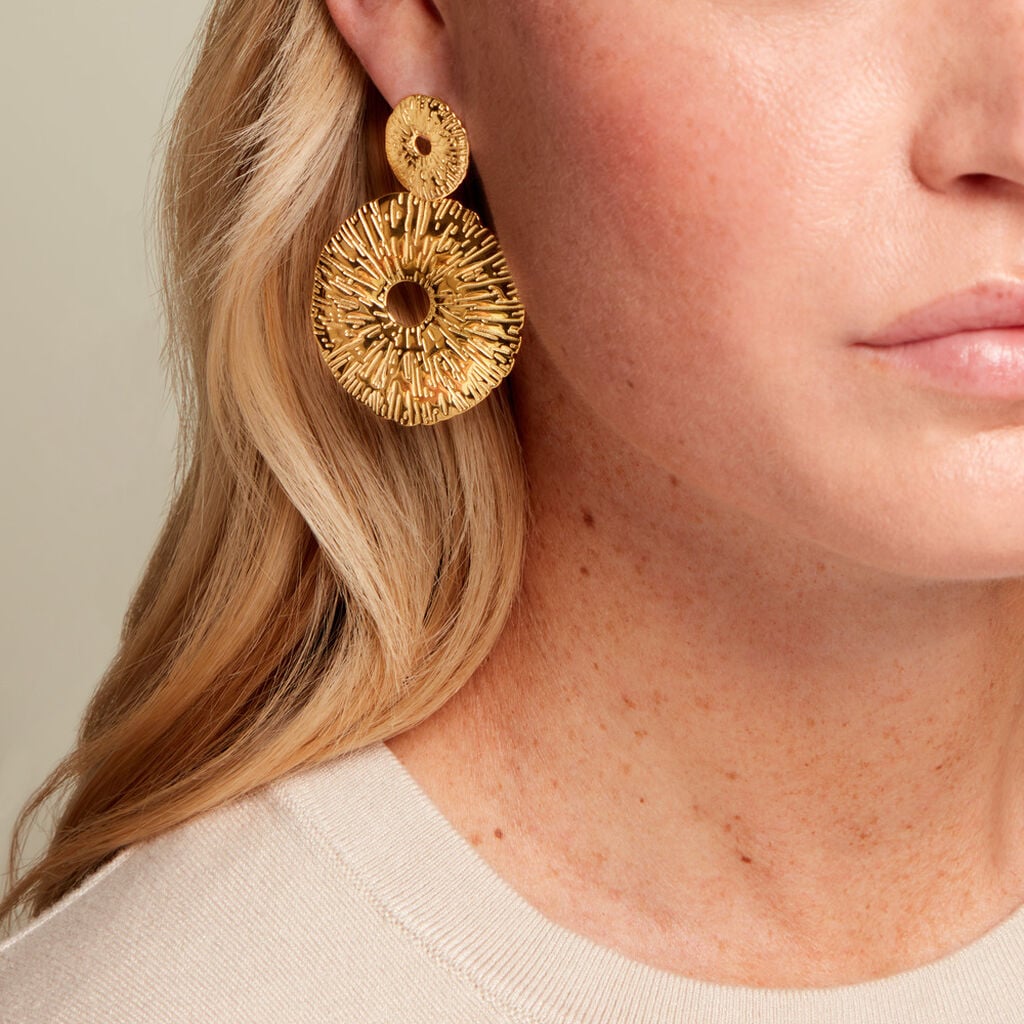 Boucles D'Oreilles Pendantes Savina Acier Jaune - Boucles d'oreilles fantaisie Femme | Histoire d&rsquo;Or