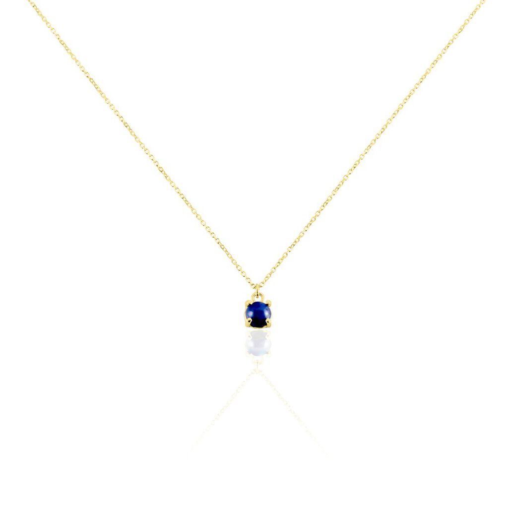 Collier Campsis Or Jaune Lapis Lazuli