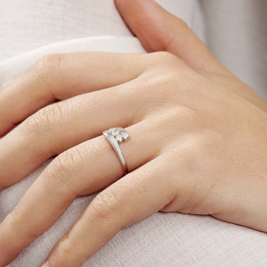 Bague Trilogie Or Blanc Diamant - Bagues avec pierre Femme | Histoire d’Or