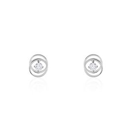 Boucles D'oreilles Puces Nid Amour Or Blanc Diamant - Clous d'oreilles Femme | Histoire d’Or