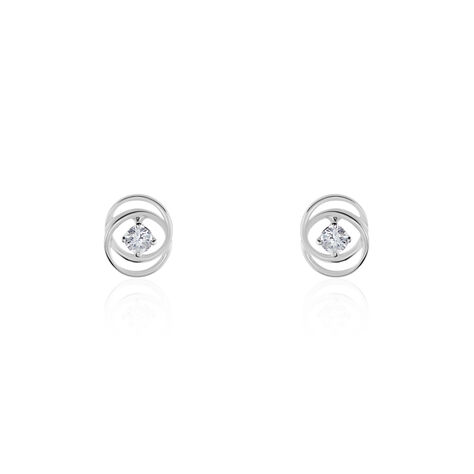 Boucles D'oreilles Puces Nid Amour Or Blanc Diamant - Clous d'oreilles Femme | Histoire d’Or