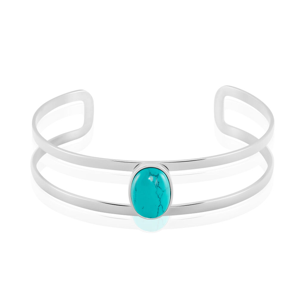Bracelet Jonc Eline Acier Blanc Pierre De Synthese - Bracelets joncs Femme | Histoire d’Or