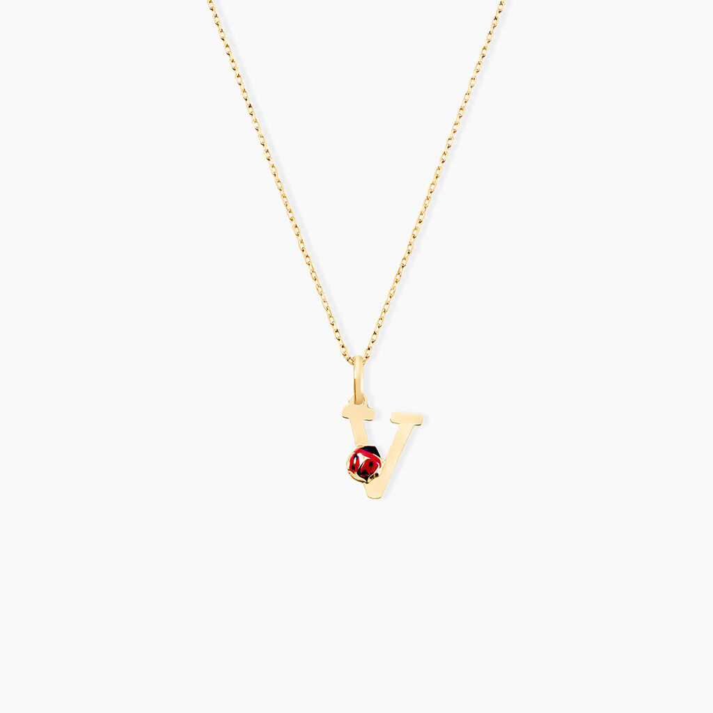 Pendentif Helidie Coccinelle Lettre Or Jaune - Pendentifs Enfant | Histoire d&rsquo;Or
