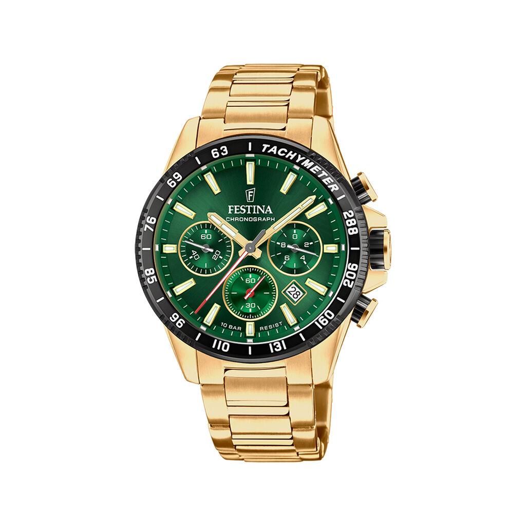 Montre Festina Timeless Chrono 45-2 Vert - Montres Homme | Histoire d&rsquo;Or