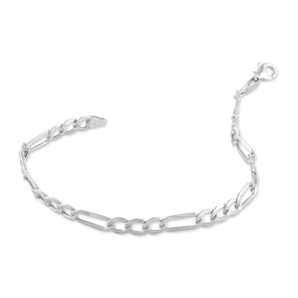 Bracelet Or Blanc Maille Alternée 1/3 - Bracelets chaîne Femme | Histoire d’Or