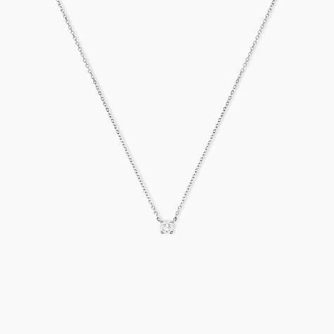 Collier Or Blanc Aphrodite Diamant Synth&eacute;tique - Anniversaire Femme | Histoire d&rsquo;Or