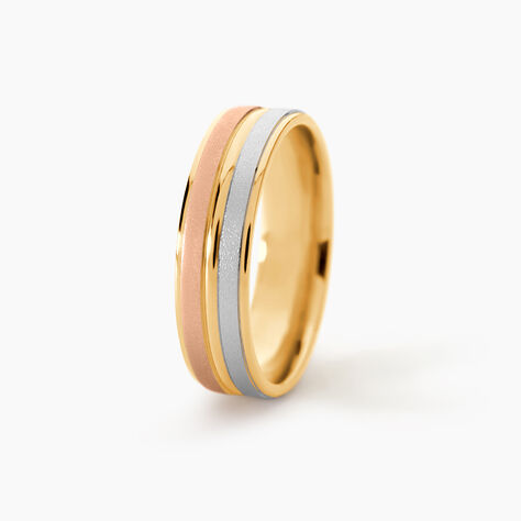 Alliance Triade Ruban Plat Or Tricolore - Alliances 18 carats Unisex | Histoire d&rsquo;Or