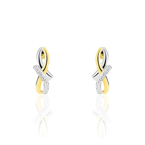 Boucles D'oreilles Puces Soukayna Or Bicolore Diamant - Clous d'oreilles Femme | Histoire d’Or