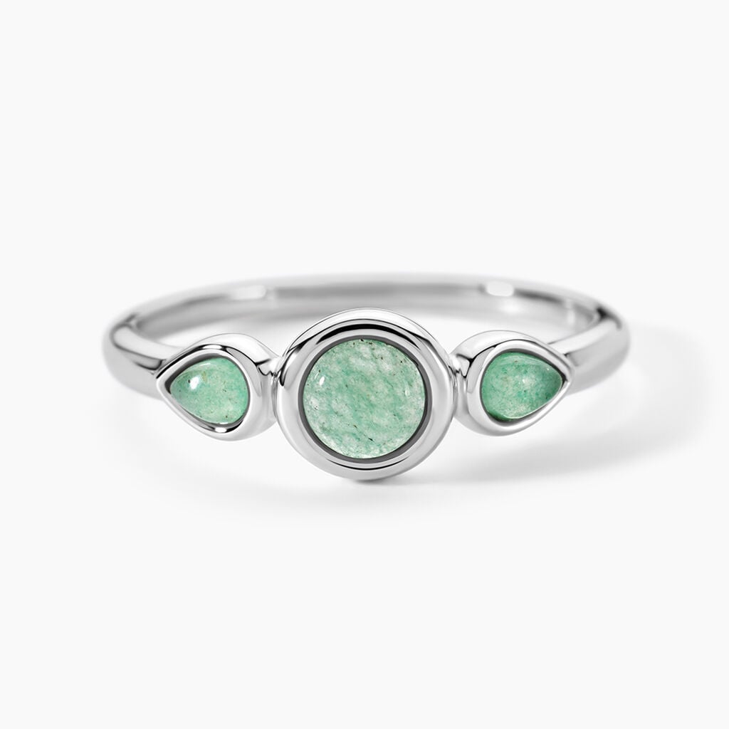 Bague Evasion Argent Blanc Aventurine - Bagues solitaires Femme | Histoire d&rsquo;Or