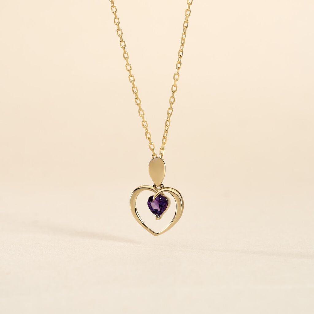 Pendentif Or Jaune Gurvan Amethyste - Pendentifs Femme | Histoire d&rsquo;Or