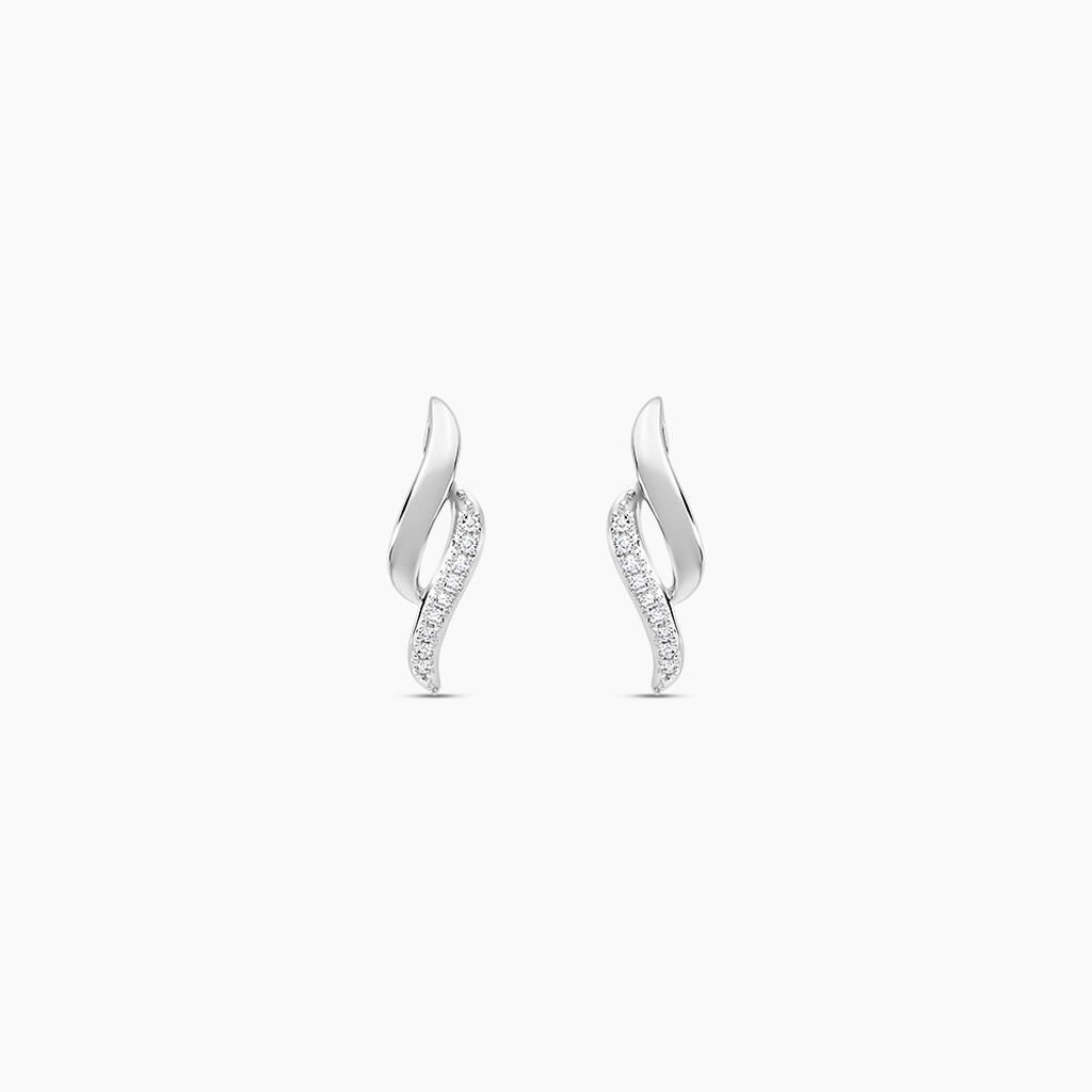 Boucles D'oreilles Puces Callum Or Blanc Diamant - Clous d'oreilles Femme | Histoire d&rsquo;Or