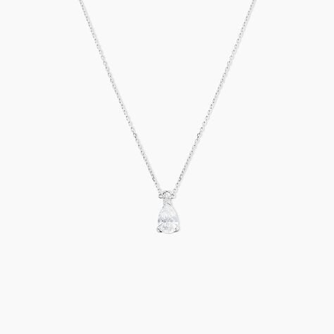 Collier Enis Or Blanc Oxyde De Zirconium Et Olivine - Colliers Femme | Histoire d&rsquo;Or