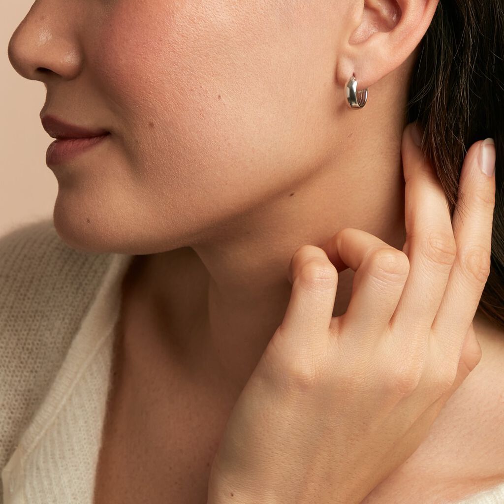 Créoles Lisa Argent Blanc - Boucles d'oreilles créoles Femme | Histoire d’Or