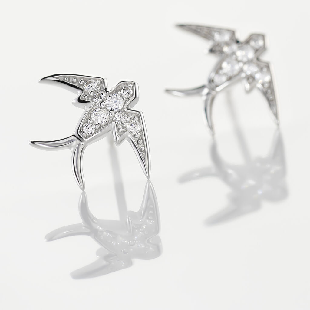 Boucles D'oreilles Puces Janea Argent Blanc Oxyde De Zirconium - Boucles d'oreilles fantaisie Femme | Histoire d’Or