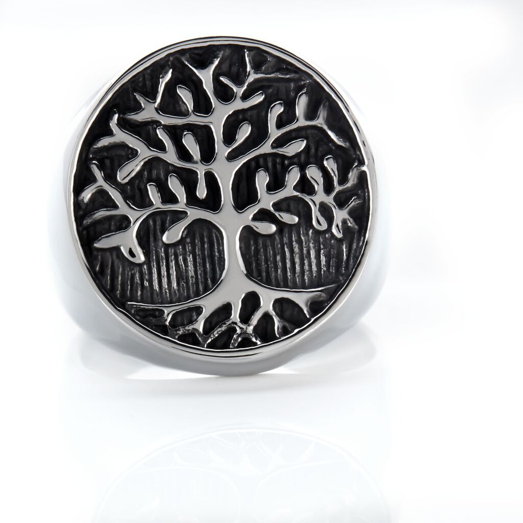 Bague Acier Vieillit Ron - Bagues Arbre de vie Homme | Histoire d’Or