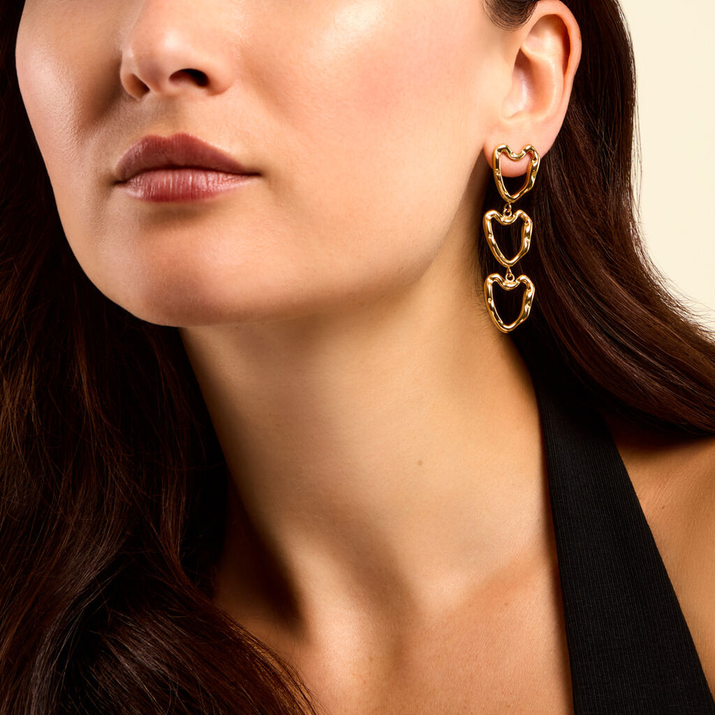 Boucles D'Oreilles Pendantes Alfreda Acier Jaune - Boucles d'oreilles fantaisie Femme | Histoire d&rsquo;Or